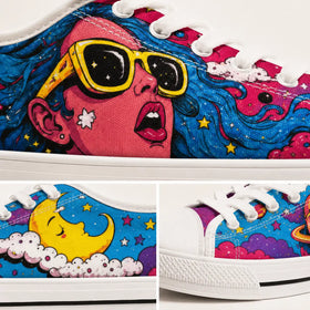Cosmic Pop Art artistic sneakers by ASTRYDE KICKS
