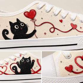 Black Cat Heart artistic sneakers by ASTRYDE KICKS