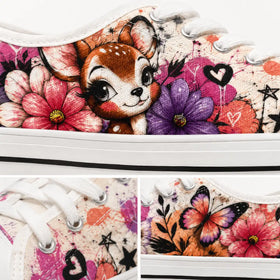 Floral Deer artistic sneakers by ASTRYDE KICKS