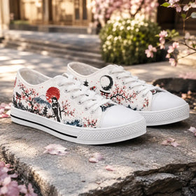 Sakura sneaker with koi fish Mount Fuji and red sun