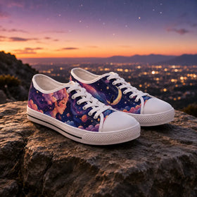 Moon Cat sneaker with crescent moon and star artwork