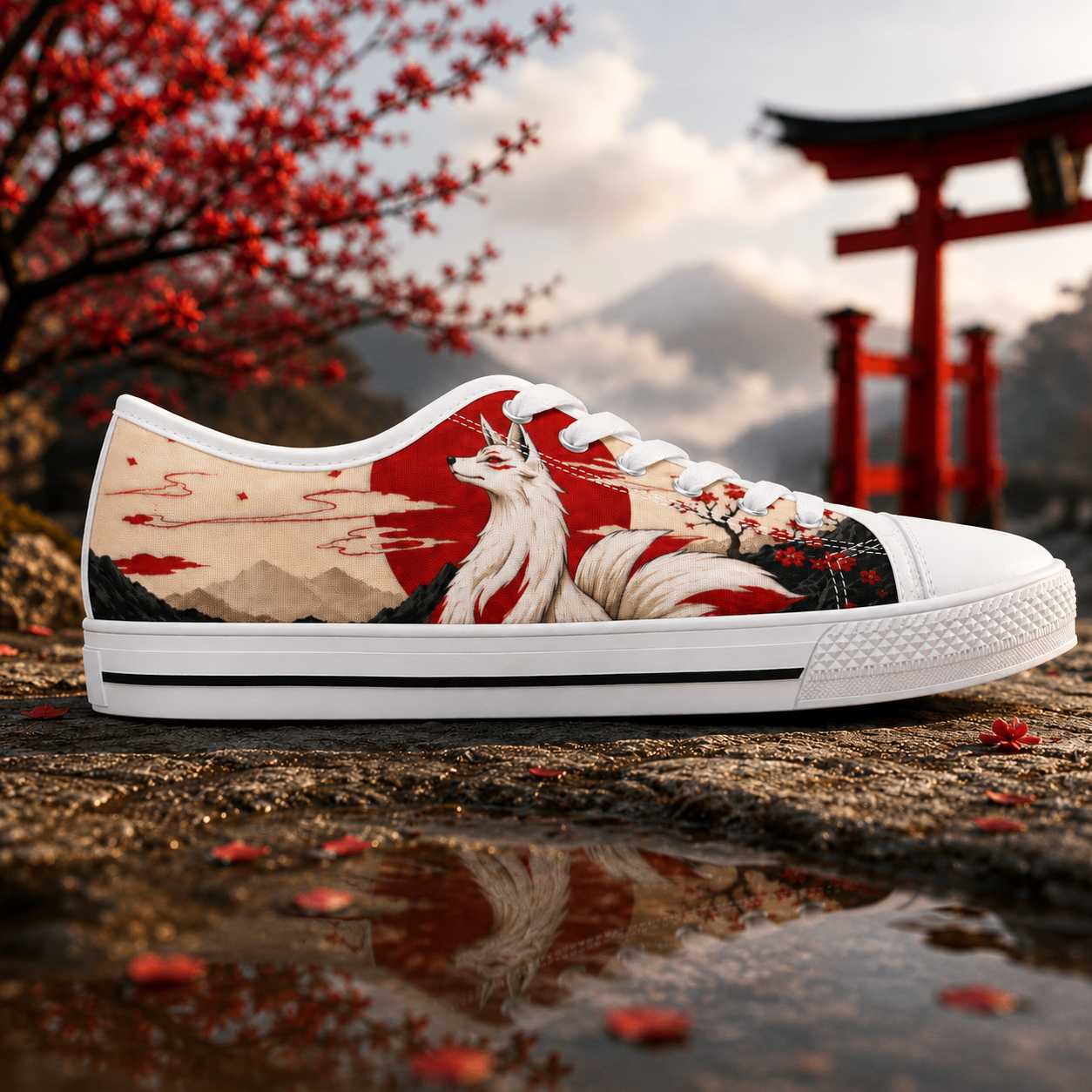 Kitsune Red Sun women’s low top sneakers