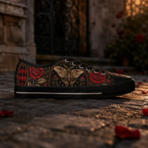 Gothic Rose Moon women’s low top sneakers