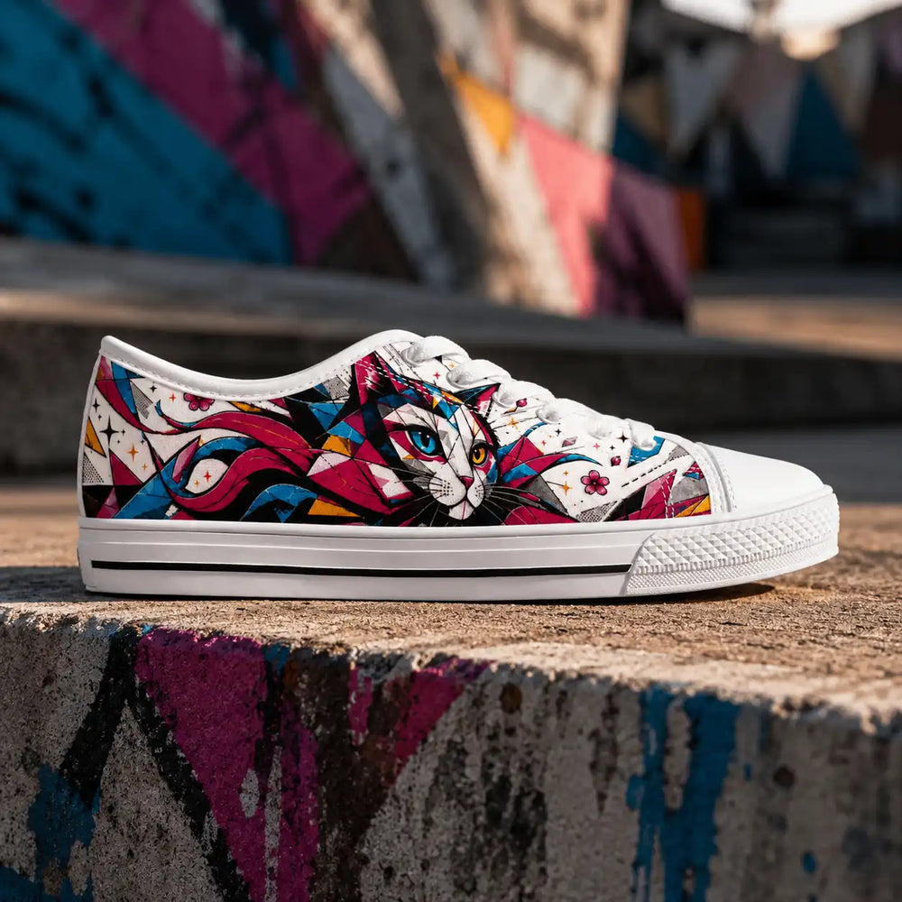 Prismatic Cat Moon women’s low top sneakers