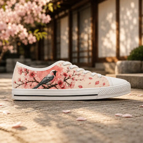 Cherry Blossom Bird women’s low top sneakers