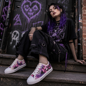 Pastel Goth sneakers worn in alternative lifestyle styling