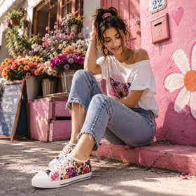 Floral Deer sneakers in colorful lifestyle styling