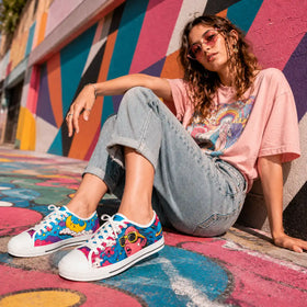 Cosmic Pop Art sneakers in colorful lifestyle styling