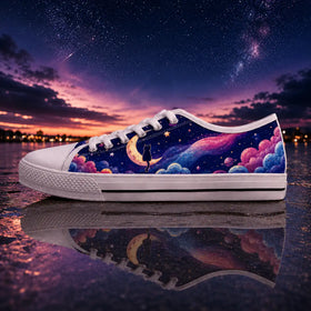 Women’s galaxy low tops with serene face artwork