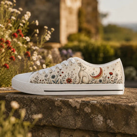 Women’s cream low tops with woodland illustration