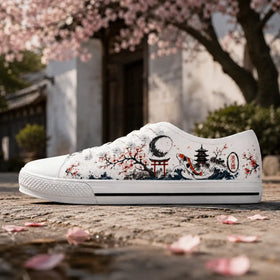 Women’s cream low tops with torii and pagoda details