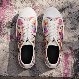 Fawn sneakers with pink purple and orange flowers