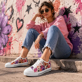 Butterfly artwork on women’s low top sneakers