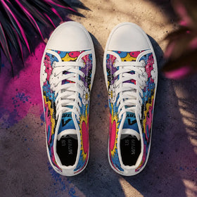 Retro daisy sneakers with white soles and laces