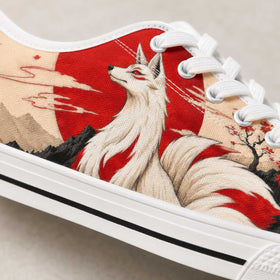 Japanese landscape sneakers with floral accents