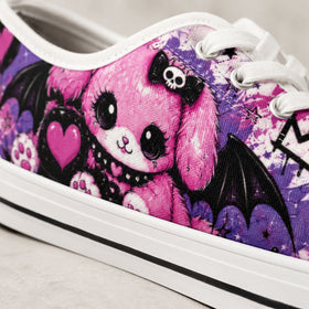 Alternative pink and purple sneakers with white soles