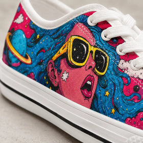Festival sneakers with colorful celestial design