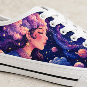 Women’s cosmic sneakers with planets and stars