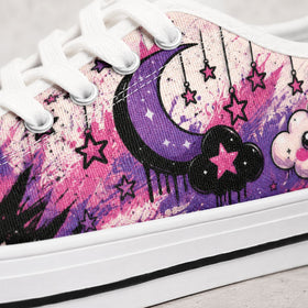 Pastel goth pattern on women’s statement shoes