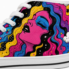Festival high tops with vivid psychedelic pattern