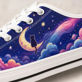 Celestial artwork on women’s low top sneakers