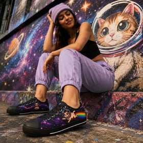 Astronaut Cat artistic sneakers by ASTRYDE KICKS