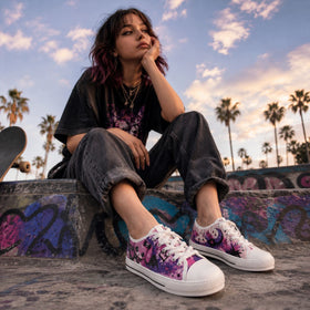Women’s low tops with skull bow and celestial details
